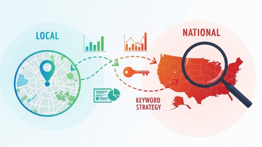 Keyword Strategy Shift (Local → National)